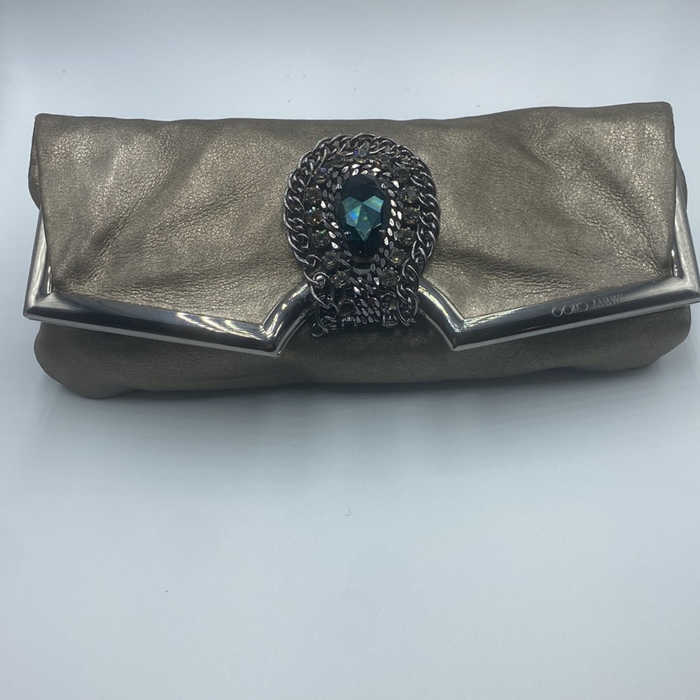 Jimmy Choo Gunmetal and Crystal Clutch